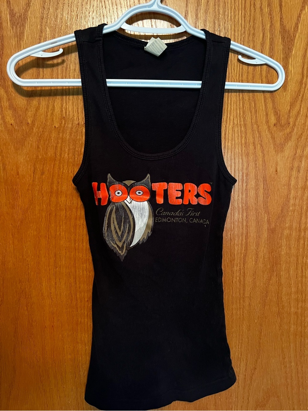 Hooters Black Tank with Orange Logo and Owl Graphic